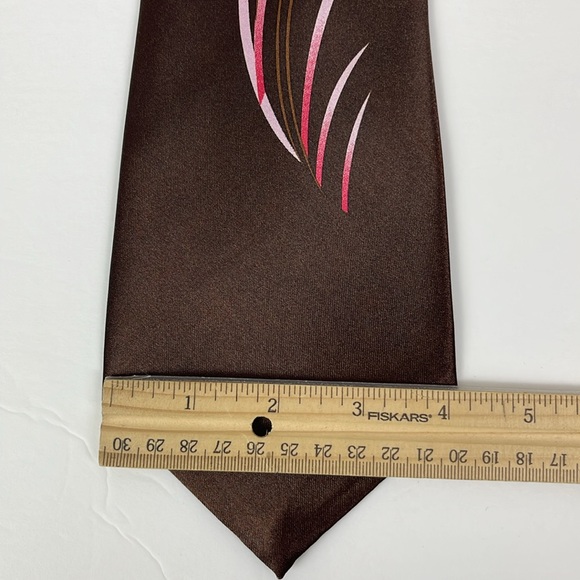 Biani Brown Silk Tie Pink Design Made in Italy 4 inches wide Length 61 classic - Picture 5 of 7
